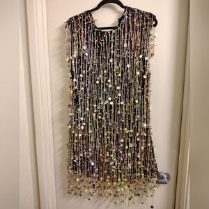 Nasty Gal Black Sequin Fringe Dress